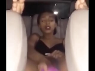 Ebony Pretty slim freak squirting in her car masturbation